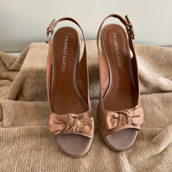 Franco Sarto Espadrille Wedge Sandals - Size 8.5M - Shoe - 3" Heel - Picture 2 of 5